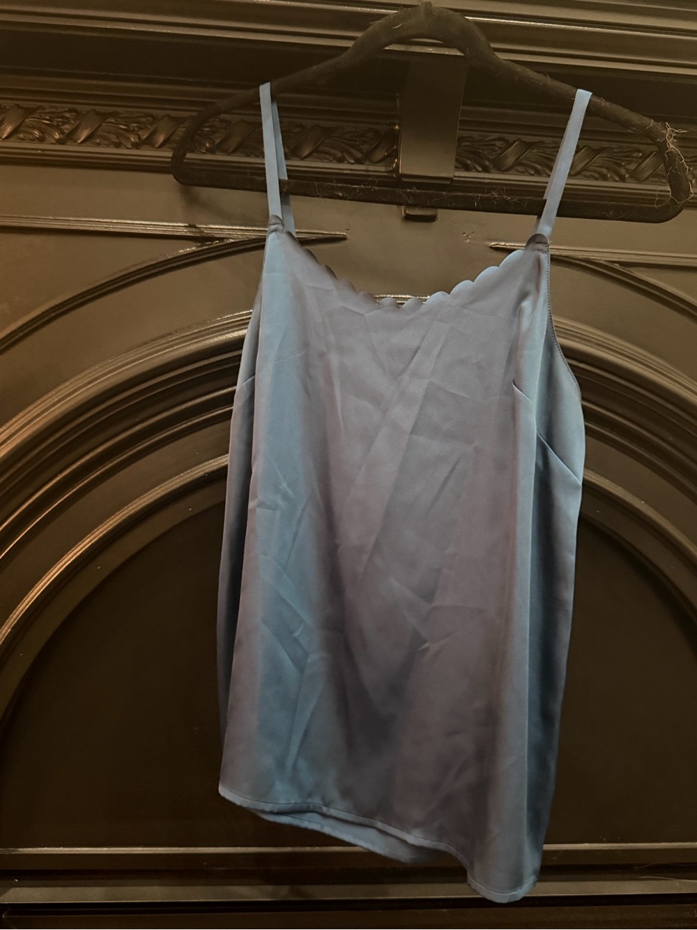 LOFT Teal Blue Scallop-Trim Satin Camisole